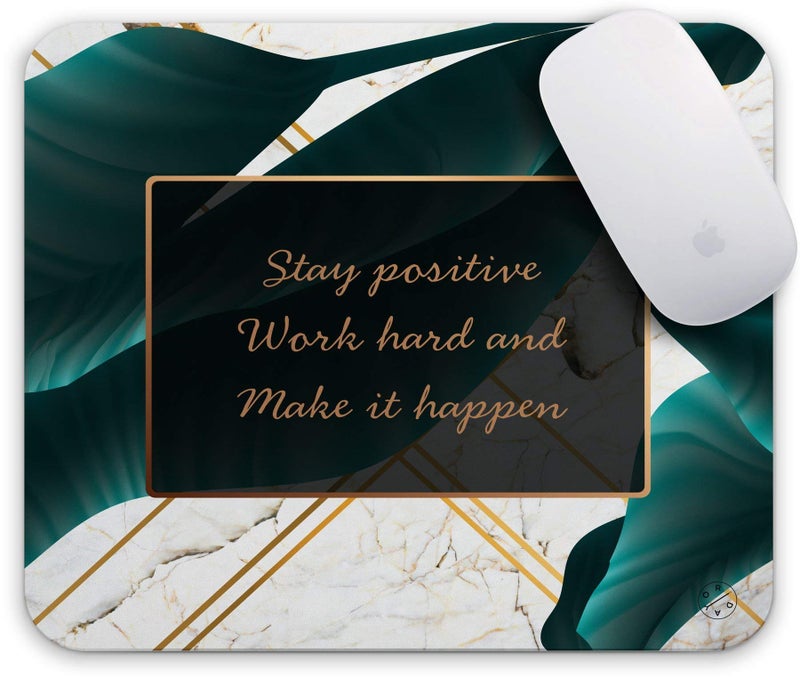 Oriday Gaming Mouse Pad Custom, Stay Positive Work Hard and Make It Happen Motivational Sign Inspirational Quote Mouse Pad Quotes for Work (Golden Tropical) - Image 1